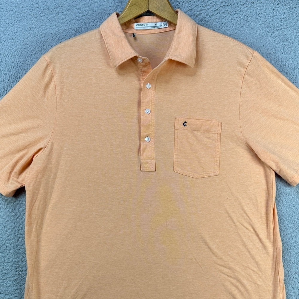 Criquet Pima Cotton Blend Shirt Polo Men XL Peach Short Sleeve Rugby Pocket Logo